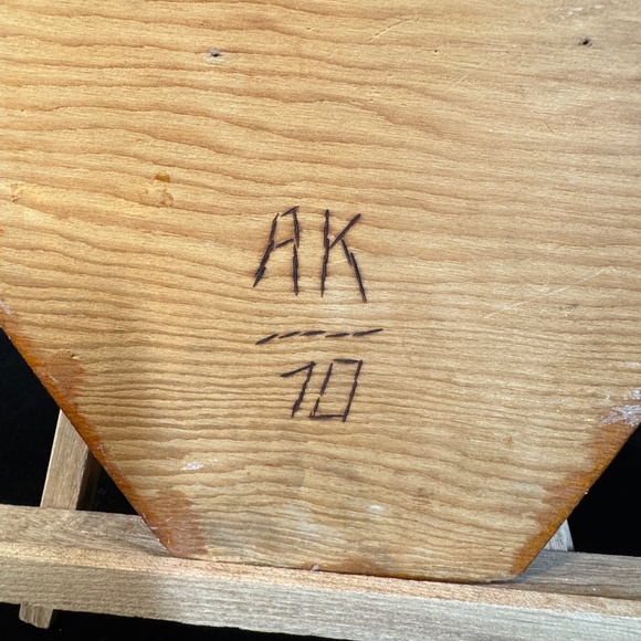 Vintage 70s mosaic art on wood, asymmetrical, large wall decor - Picture 4 of 4